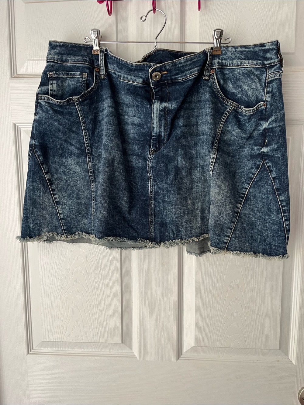 Arizona Jean Company Distressed Dark Blue Denim Mini Skirt